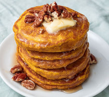 Load image into Gallery viewer, Adult &amp; Kids Class :  Pumpkin Pancakes w/ Maple Butter, Bacon, and Cheesy Eggs
